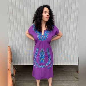 EUC Floral Cotton Mexican Midi dress